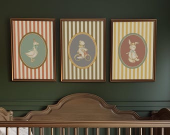 Vintage Kinderkunst, Tier Kinderzimmer Dekor, Vintage Illustration Druck, Trendy Wandkunst, Kinderzimmer Kunst, druckbare Kinderdrucke