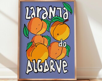 Laranja do Algarve, Orange Wall Decor, Trendy Food Art, Portugal Travel Print, Mediterranean Kitchen Decor, Fruit Wall Decor, Digital Print