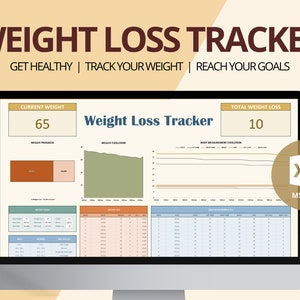 Weight Loss Tracker, Habit Tracker Spreadsheet, Fitness Tracker for Microsoft Excel