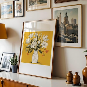 Flowers Poster, Botanical Art Print, Digital Download Plant Lovers Gifts, Flower Market Print, Line Drawing Poster