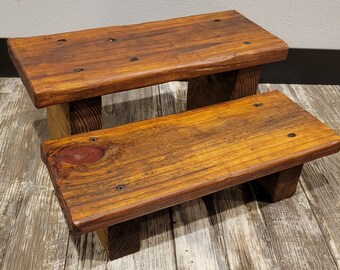 Rustic Wooden 2 Step Step-Stool