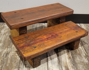 Rustic Wooden 2 Step Step-Stool