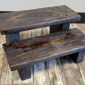 Rustic Wooden 2 Step Step-Stool