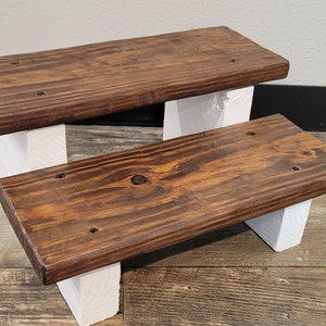 Rustic Wooden 2 Step Step-Stool 2-Toned Stain/Paint2