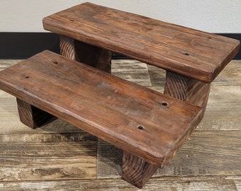 Rustic Wooden 2 Step Step-Stool