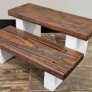 Rustic Wooden 2 Step Step-Stool 2-Toned Stain/Paint