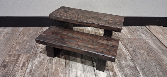 Rustic Wooden 2 Step Step-Stool