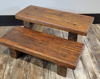Rustic Wooden 2 Step Step-Stool