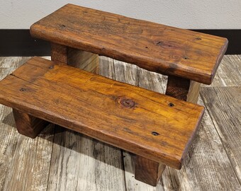 Rustic Wooden 2 Step Step-Stool