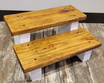 Rustic Wooden 2 Step Step-Stool