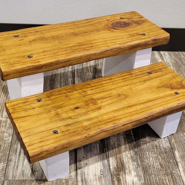 Rustic Wooden 2 Step Step-Stool