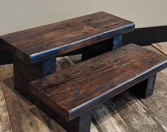 Rustic Wooden 2 Step Step-Stool