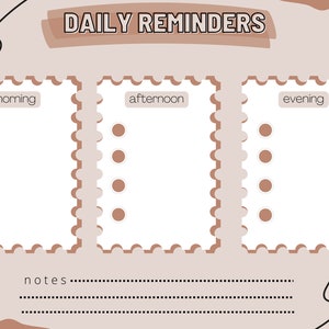 Boho Themed Daily Reminders Morning Noon Night Open Face ADHD