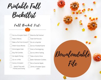 Fall Bucket List Printable- Instant Download, Bucket List, Art Checklist