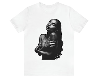 T-shirt unisexe Sade Love Deluxe Fan Art | T-shirt exclusif Sade avec pochette d'album | Niveaux de gris