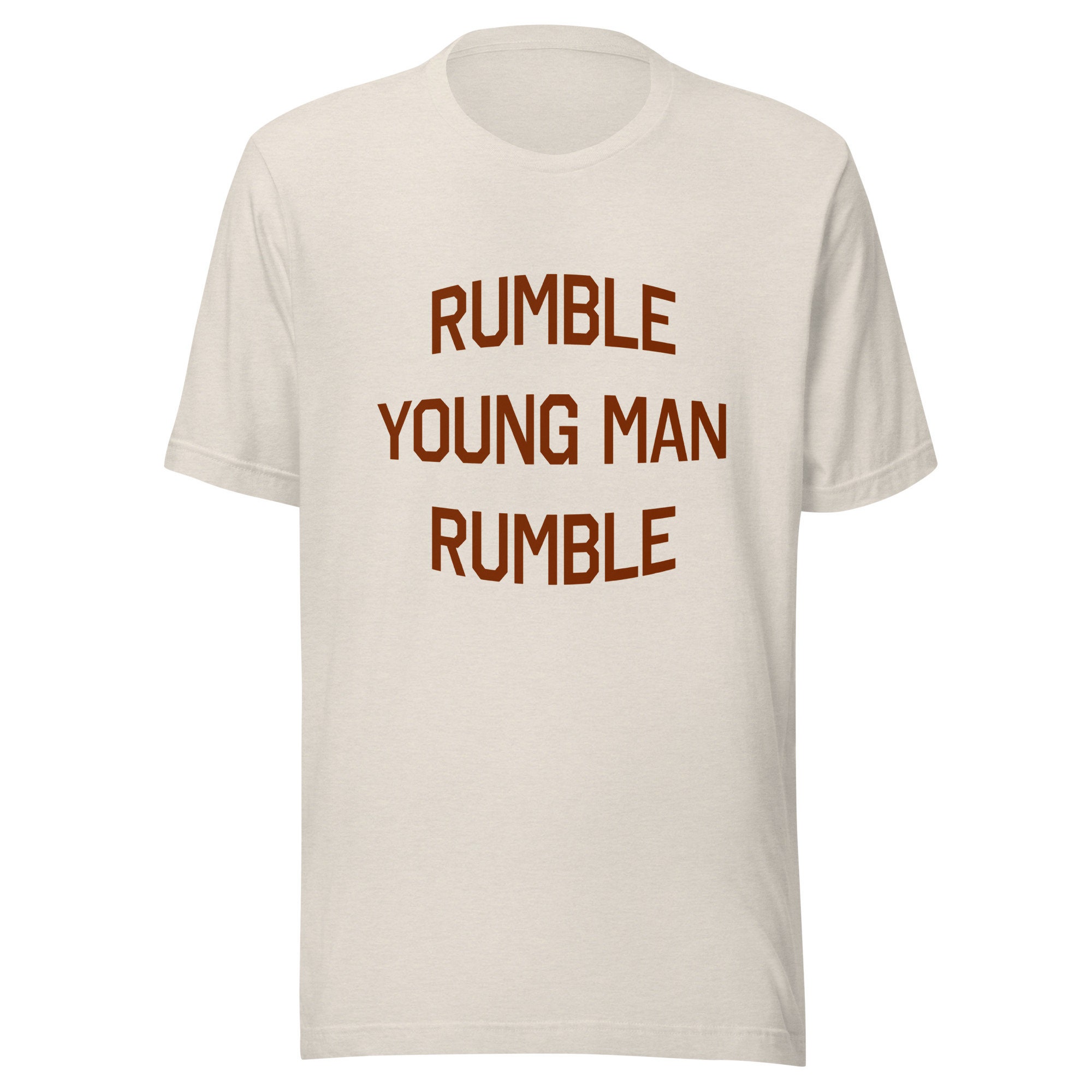 Rumble Young Man Rumble Muhammad Aliinspired Unisex Tshirt Brown Text