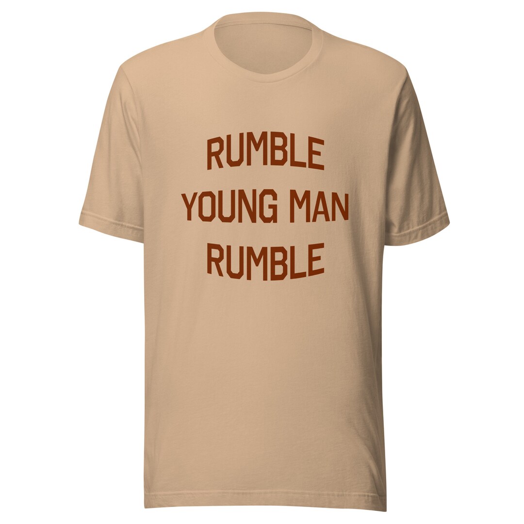 Rumble Young Man Rumble Muhammad Aliinspired Unisex Tshirt Brown Text Multiple Shirt Colors