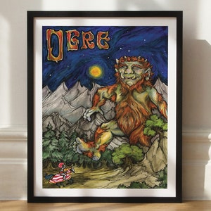 Ogre Giclee Art Print: Whimsical Folklore Illustration (8x10 Inches)