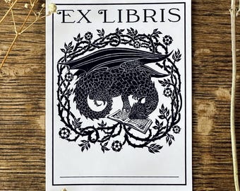 Etiquetas adhesivas con diseño de dragón: Etiquetas de biblioteca Ex Libris (Paquete de 10)