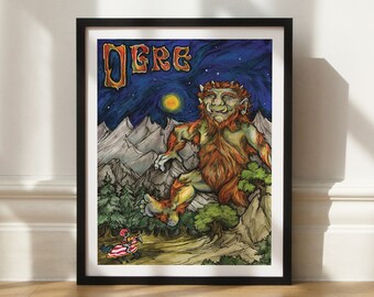 8 x 10 - Ogre - Impression giclée d'art sans cadre - Bestiaire créature mythique