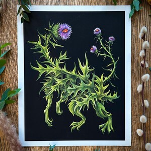 thistle monster art plant illustration whimsical weird dark art