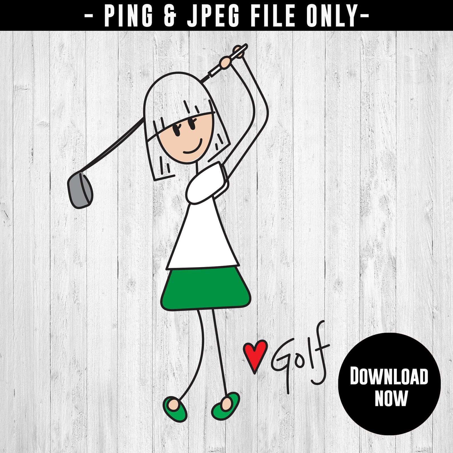 Love Golf Stick Figure Cute Golfer Golf Saying PING JPEG Etsy