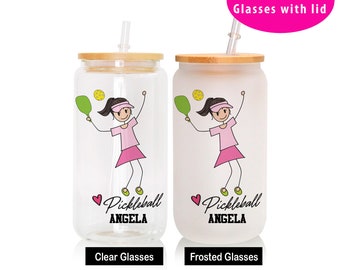 Pickleball Gift for Women, Personalized pickleball gifts, glasses for her, women pickleball lover, 16oz, love sports, womens sports trend