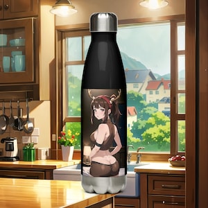 Reindeer Waifu Stainless Steel Flask: Anime Manga Gift