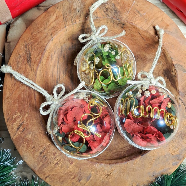 Christmas ball dried and preserved flowers tree decoration / CHRISTMAS