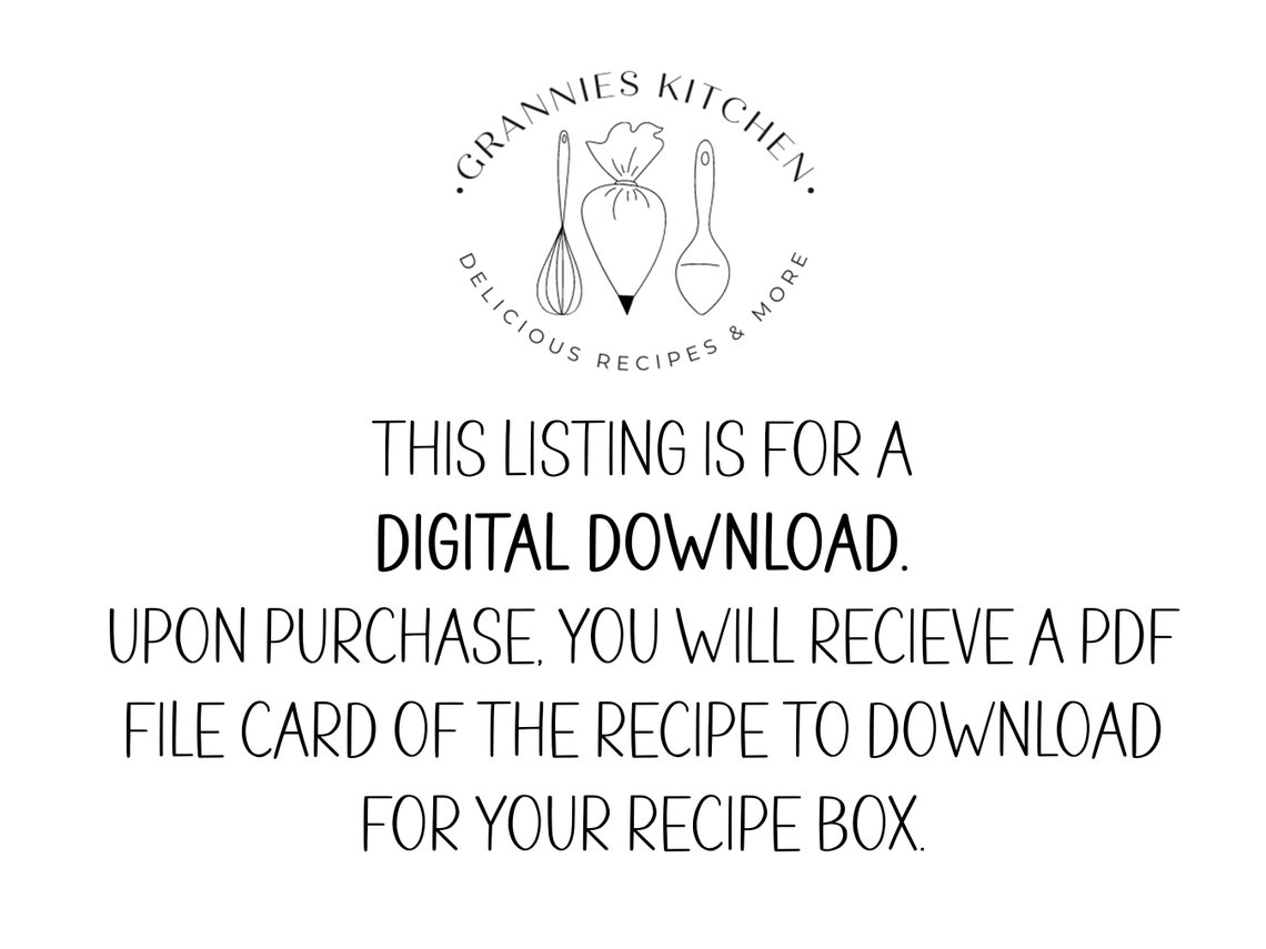 Recipe Card Yeast Rolls Recipe From Granny's Kitchen PDF Digital