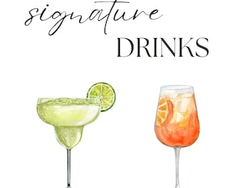 signature drinks, wedding signs, digital download, bar signs, DIY wedding