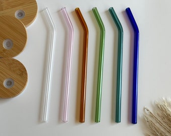 Straight and Bent Reusable Glass Straws
