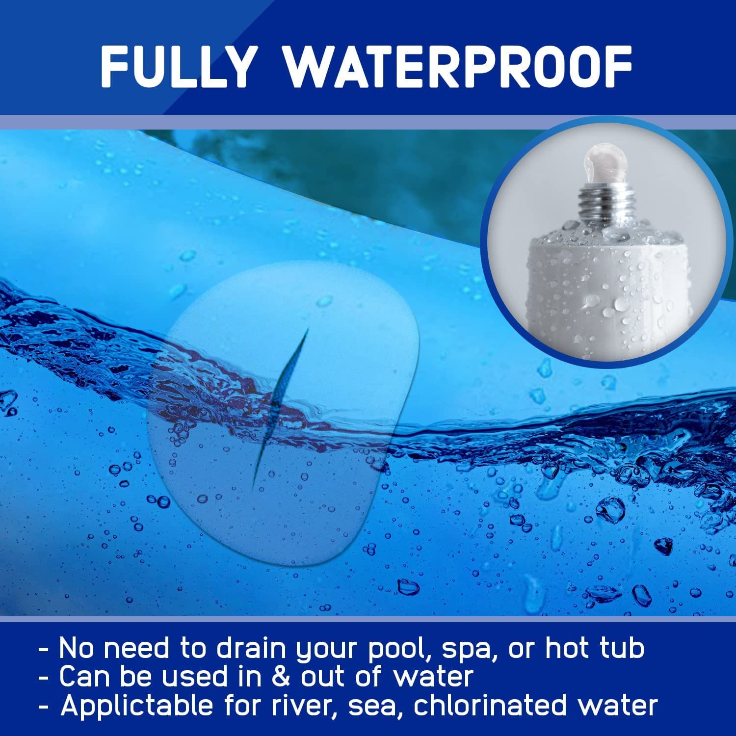 Heavy Duty Hot Tub Repair Kitwaterproof 40ML Vinyl Adhesive 150x100mm 2 Patches Sethot Tub