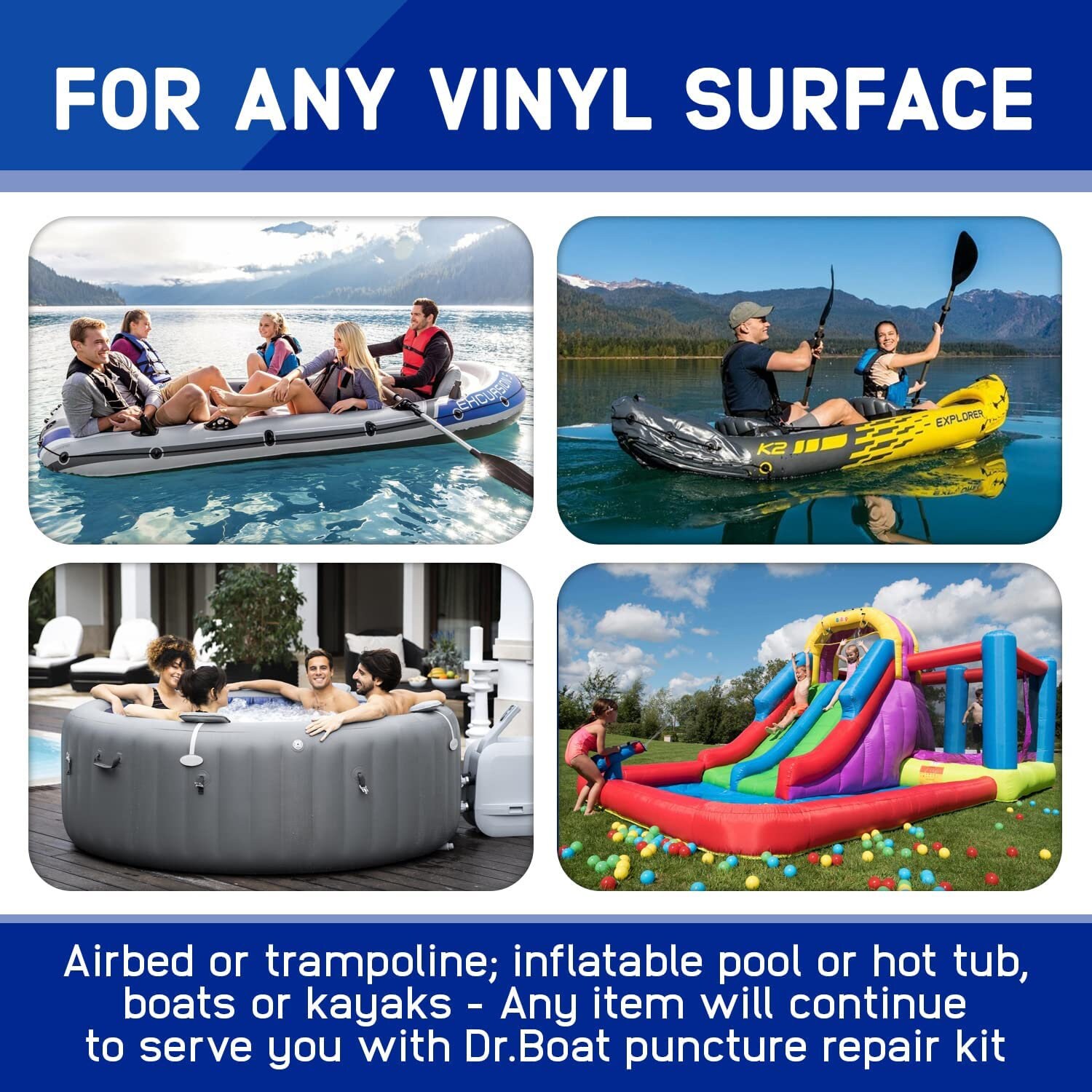 Heavy Duty Hot Tub Repair Kitwaterproof 40ML Vinyl Adhesive 150x100mm 2 Patches Sethot Tub