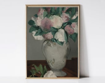 Neutral Bouquet | Vintage Floral Painting | Flowers in Vase Still Life | Botanical Art | Digital Download B101