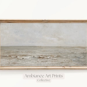 Printed and Shipped | Long Landscape Painting Wall Art | Panoramic Seascape Oil Painting | Horizontal Prints | Muted Above Bed
