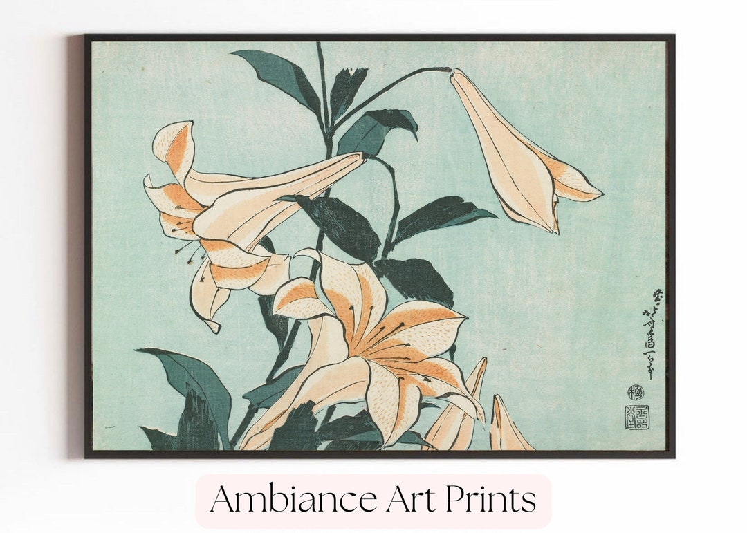 Vintage Japanese Floral Wall Art Digital PRINTABLE Japanese Etsy