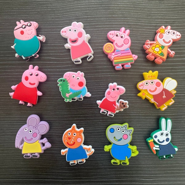 Conjuntos de adorables Peppa Pig Family and Friends Crocs/Zapatos/Pulseras Charms