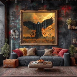 A Fine art print &quot;Raven King&quot; Printable wall art, digital art, Fantasy art, Raven