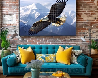 A Fine art print "Alaskan Bald Eagle"  wall art, Alaska wildlife, printable wall art, digital art, Alaska art, Alaska outdoors