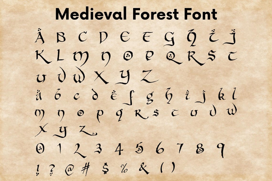 Medieval Forest Font | Whimsical Fantasy Serif Typeface | Storybook ...