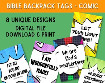 Bible Blessing Tags Comic Design - Digital Download