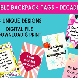 Bible Backpack Tags Decade Design - Digital Download