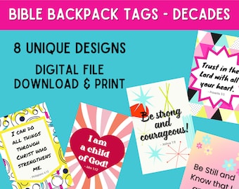 Bible Backpack Tags Decade Design - Digital Download