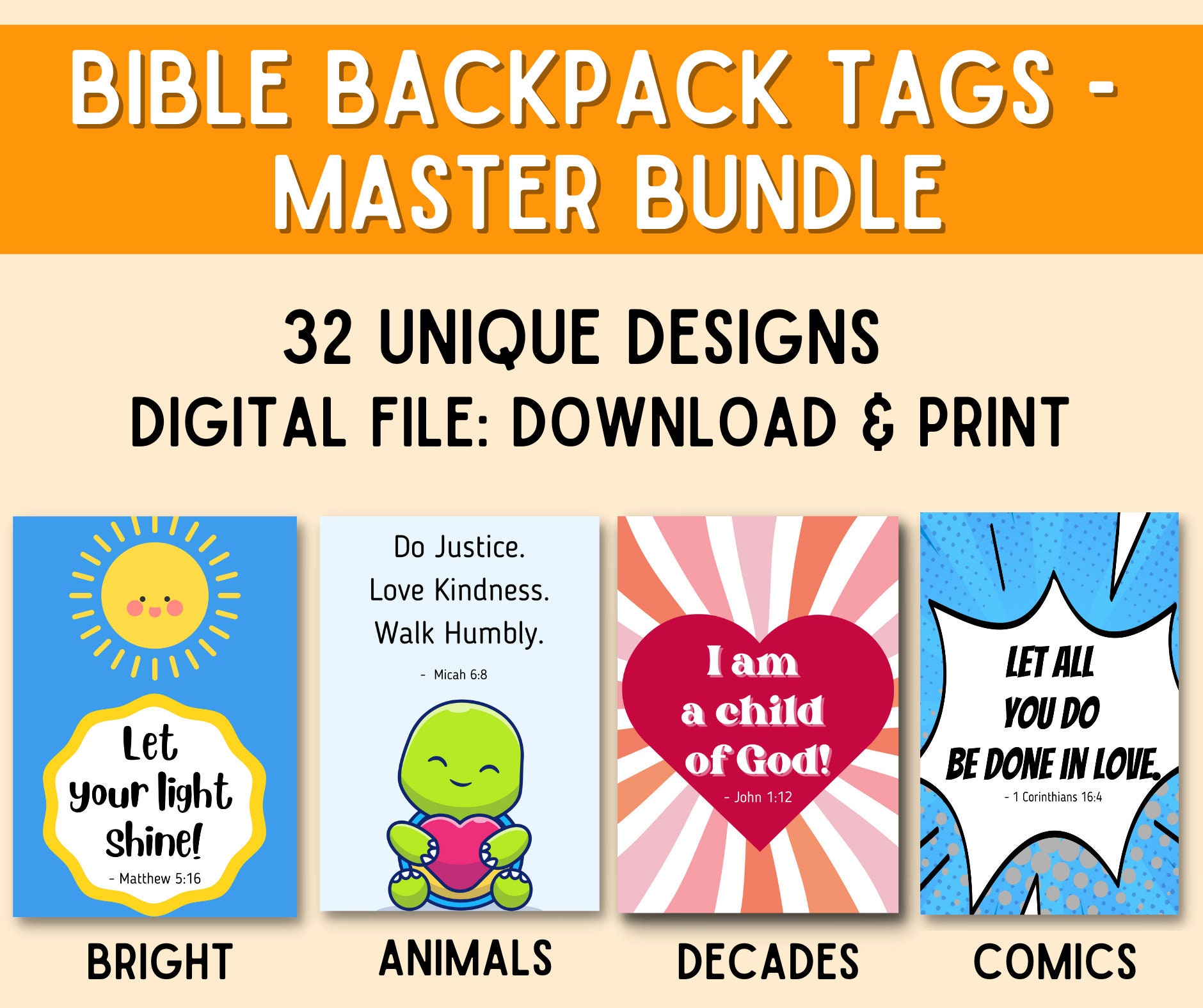 Bible Backpack Blessing Tags Master Pack Digital Download Etsy