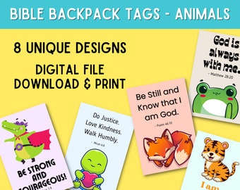 Bible Backpack Tags Animals - Digital Download