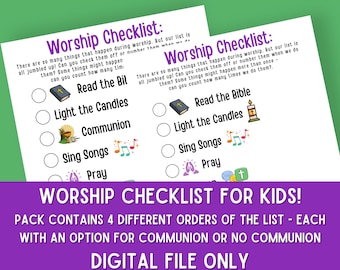 Worship Checklist Activity Page