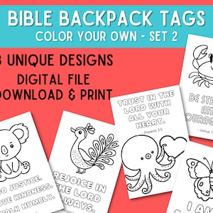 Bible Blessing Tags Color Your Own Set 2 - Digital Download