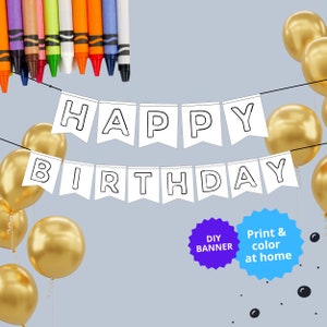 Placa de aniversário DIY / Coloração / Arquivo digital. Imprimível