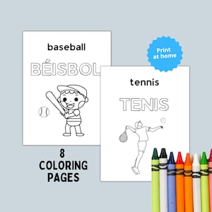 Kids Coloring Pages: Sports / Learn Spanish / Printable, Digital File ...